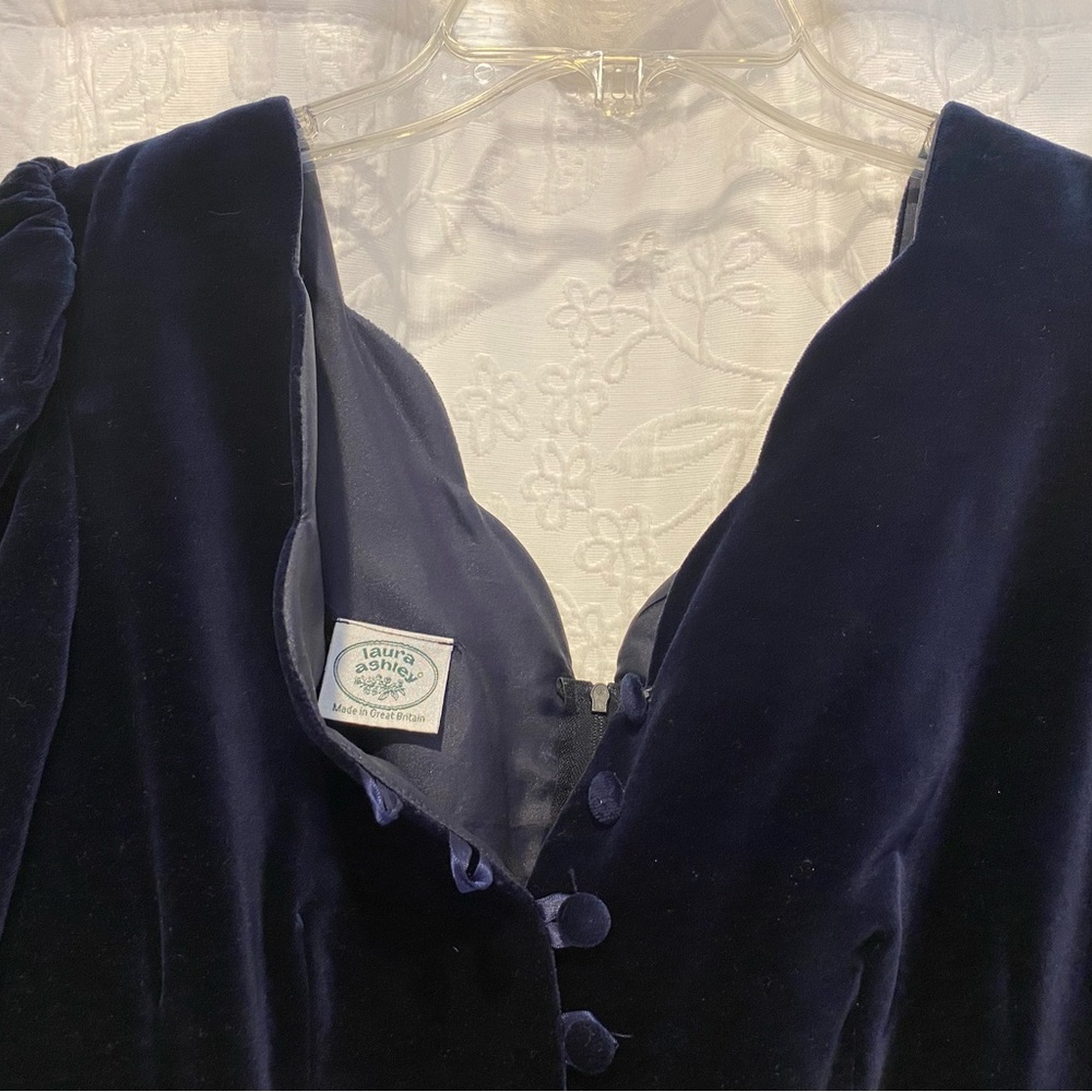 Beautiful Blue Velvet - Laura Ashley Full Length Dress Size 8 - Picture 7 of 13